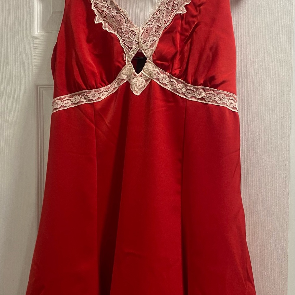 Red Lace Trim Nightgown